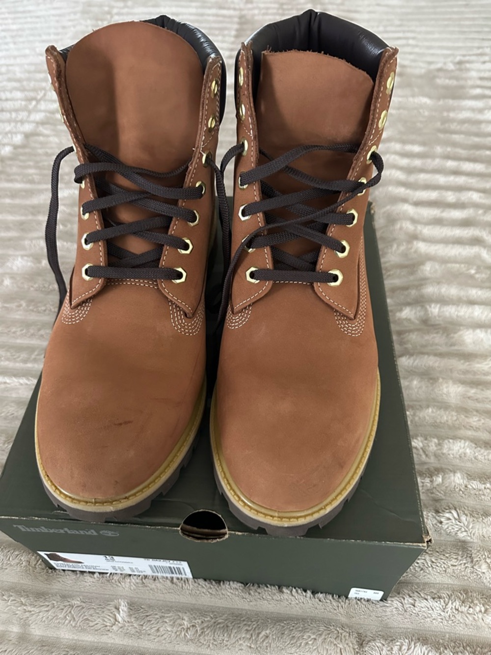 Men's Brown Leather Timberland Boots - Classic Lace-Up Size 13